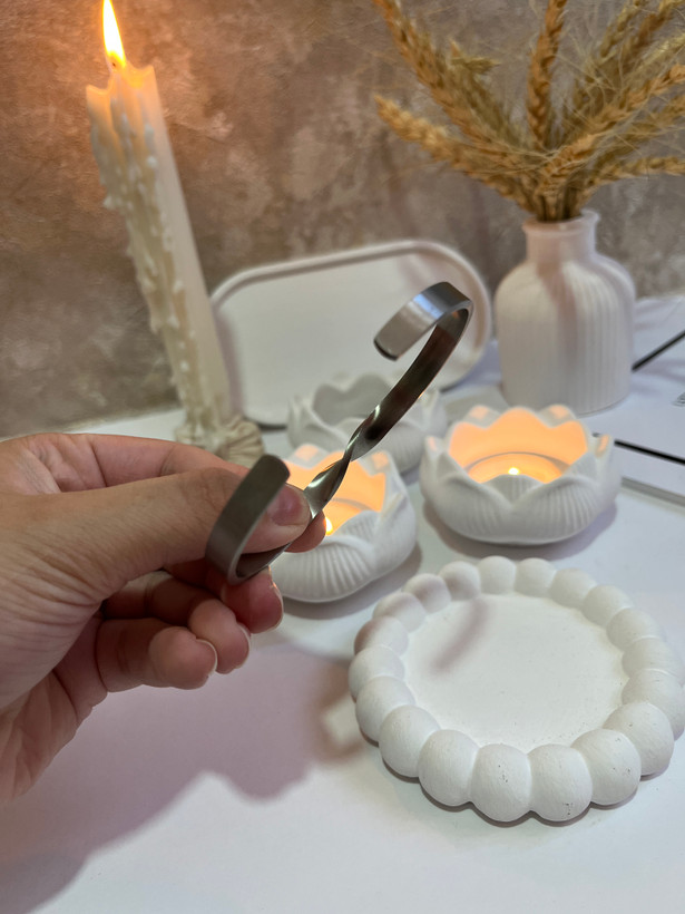 بنگل پیچی مردانه مات استیل نقره ای