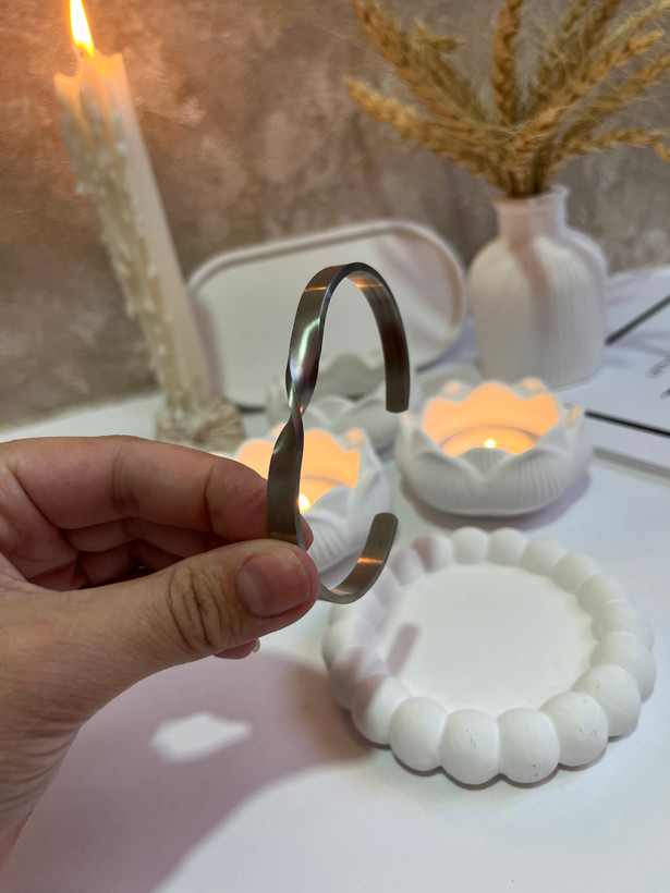 بنگل پیچی مردانه مات استیل نقره ای