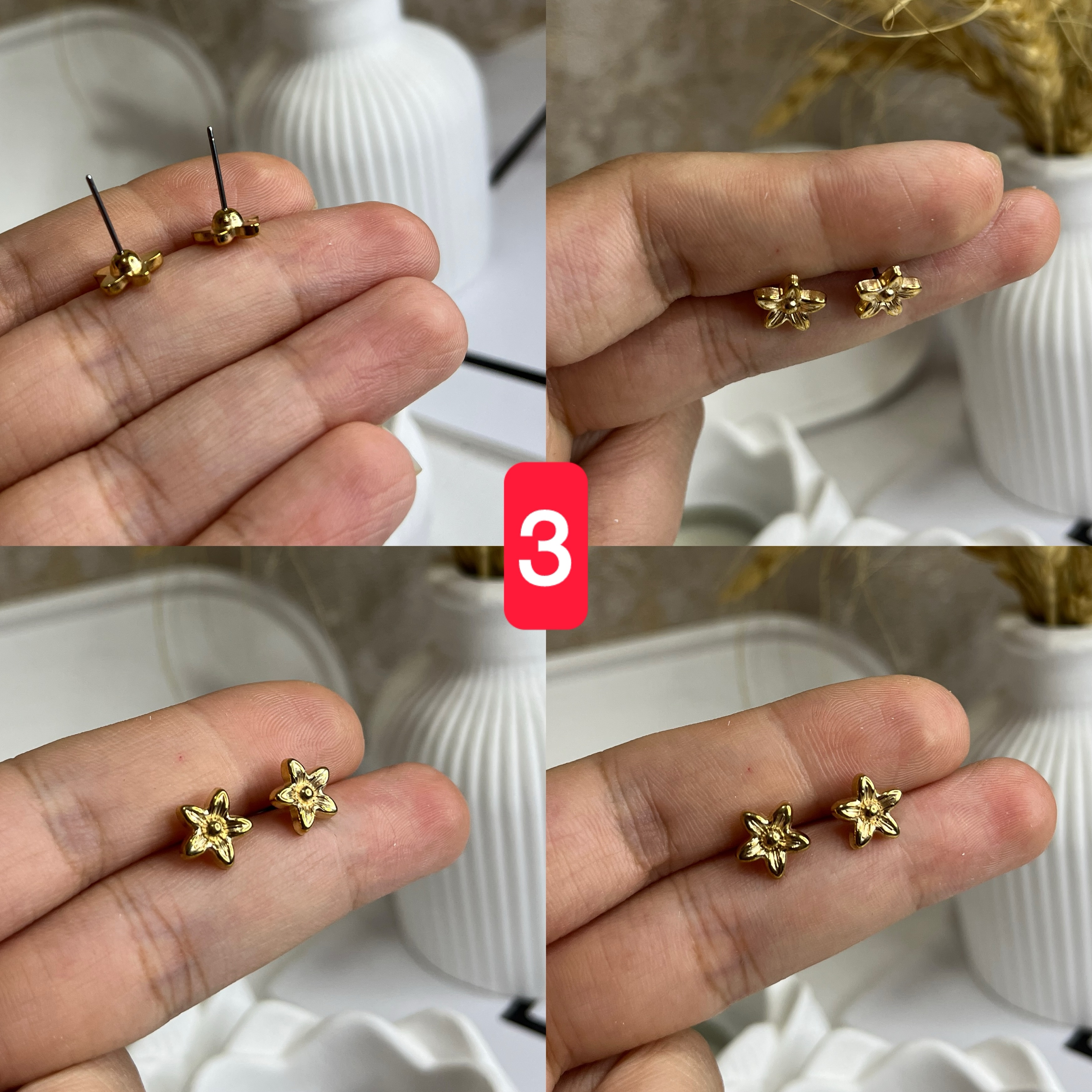 گوشواره میخی طلایی بدون حساسیت