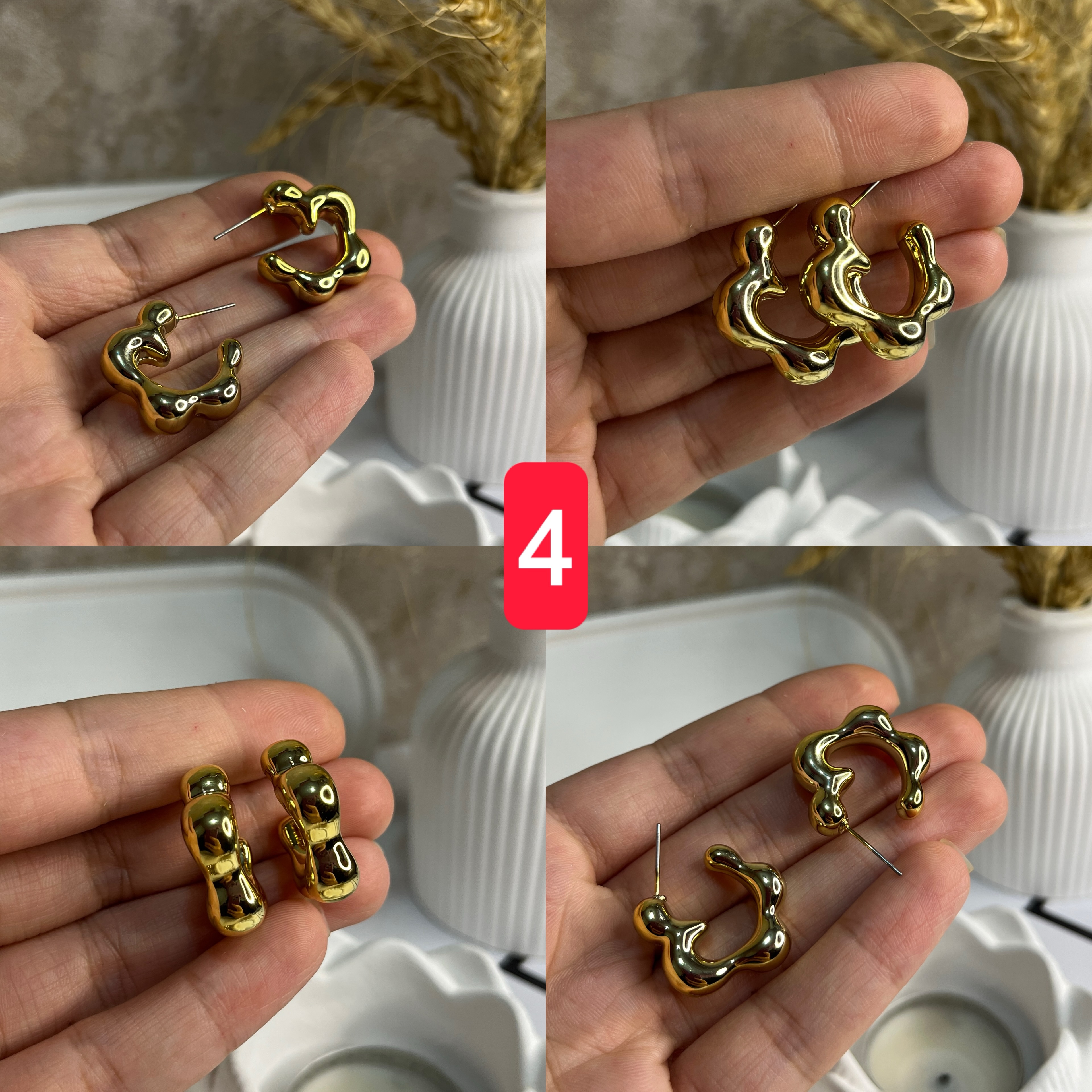 گوشواره میخی طلایی بدون حساسیت